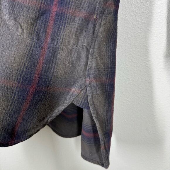 Free People x CP Shades Plaid Long Sleeve Flannel Tunic Top Button Front Medium - Picture 5 of 7